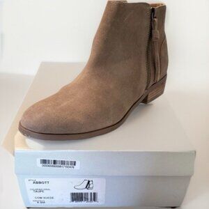 Sole Society Abbott Side Zip Cow Suede Ankle Boots Size 8.5 M Taupe Bootie